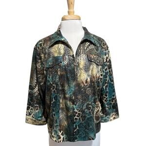 N TOUCH Jacket Shiny Wet Look Fairygoth Whimsigoth Lightweight Zip Women's 14